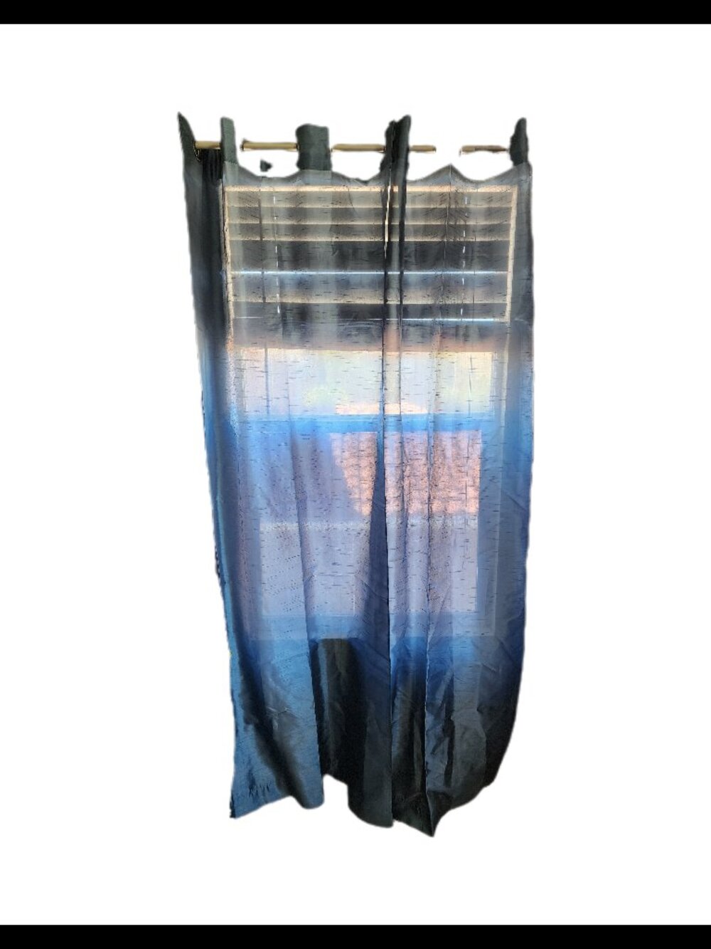 2 Panels Semi-Sheer Grommet Curtain Panels Blue Gray Window Curtain Set